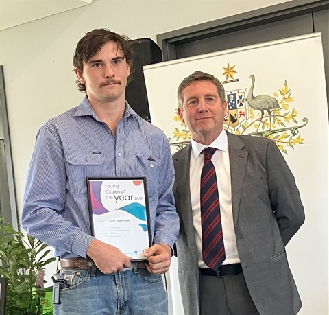 Young Citizen of the Year Rory Wakefield with Australia Day Ambassador Rowan Martin.